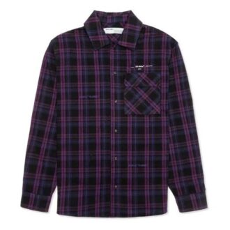 Camisas de cuadros con estampado pequeño SS20 para hombre, morada/negra