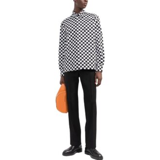 Camisas de hombre Off-White FW22 a cuadros, manga larga, versión en blanco y negro