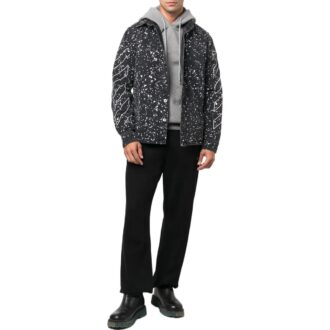 Camisas de hombre Off-White FW22 de sarga estampada, de una sola botonera y manga larga, versión estándar, color negro