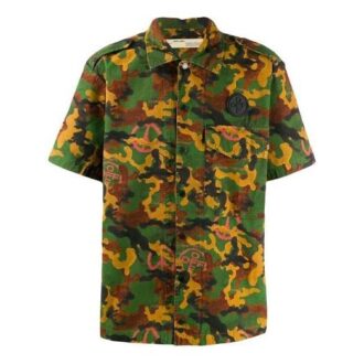 Camisas de manga corta con estampado de camuflaje, versión verde