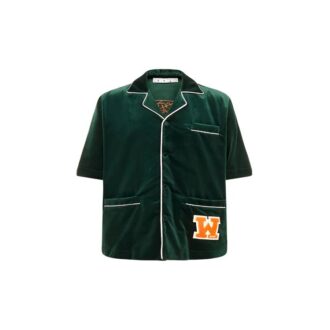 Camisas de manga corta FW20 Camisas de manga corta de terciopelo para hombre Verde