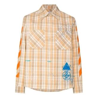 Camisas de manga larga a cuadros con estampado del logotipo, color amarillo
