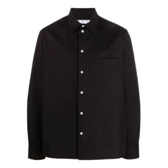 Camisas de manga larga con bolsillo en el pecho FW21, corte holgado, color negro