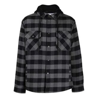 Camisas de manga larga con capucha a cuadros FW21, corte holgado, color negro