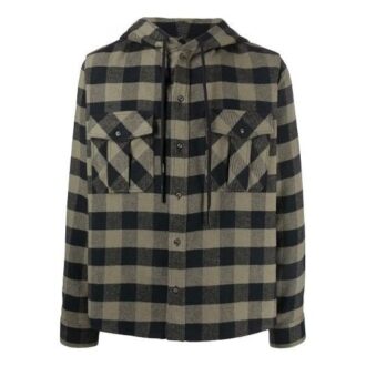 Camisas de manga larga con capucha a cuadros y estampado del logotipo con patrón de Arrows FW21, versión verde