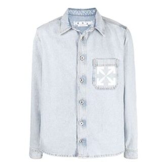 Camisas de manga larga con estampado de logotipo en color liso Azul
