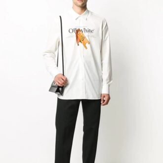 Camisas de manga larga con estampado FW20 para hombre, color blanco
