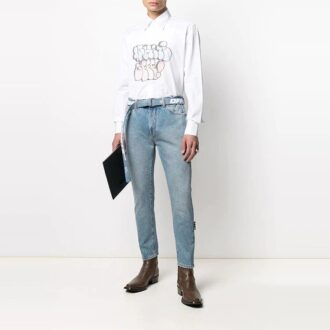 Camisas de manga larga con estampado SS21, color blanco