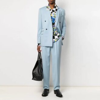 Camisas de manga larga con solapa a cuadros y estampado de flores SS21, versión entallada, negra