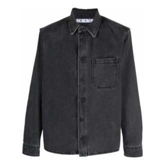 Camisas de manga larga con solapa Off-White para hombre, colección primavera-verano 2022, en Denim gris