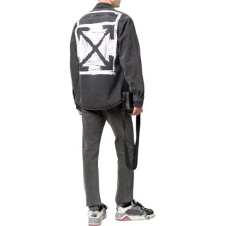 Camisas de manga larga con solapa Off-White para hombre, colección primavera-verano 2022, en Denim gris