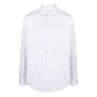 Camisas de manga larga con solapa y logotipo en color liso, versión blanca