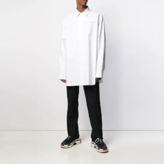 Camisas de manga larga de corte holgado con estampado bordado y color liso, en blanco