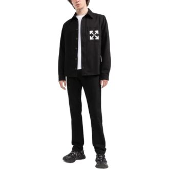 Camisas de manga larga de Denim con estampado de logotipo de Arrows, temporada primavera-verano 2022, color negro