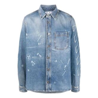 Camisas de manga larga de Denim con logo estampado SS22, versión Ordinary, azul