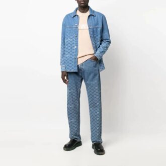 Camisas de manga larga de Denim degradado azul
