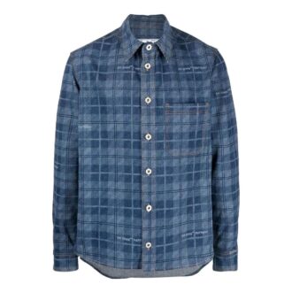 Camisas de manga larga de un solo pecho con estampado de logotipo en la espalda a cuadros de Off-White para hombre, colección primavera-verano 2022, versión Ordinary