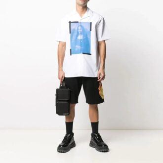Camisas de pantalón corto con logo estampado SS21, color blanco