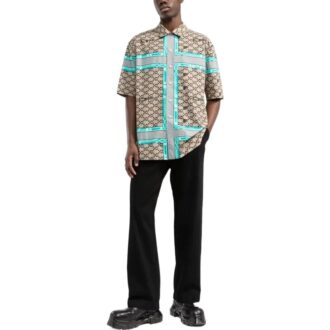 Camisas de Pantalones Cortos con estampado del logotipo en la solapa Off-White para hombre, colección primavera-verano 2022, color beige