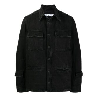 Camisas informales de manga larga de Denim negro liso Off-White para hombre, colección Otoño-Invierno 2022
