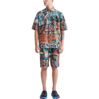 Camisas multicolor de manga corta con estampado de logotipo y grafitis para hombre de Off-White