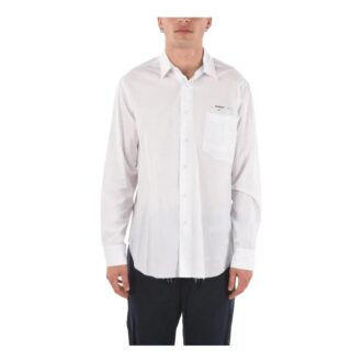 Camisas Off-White para hombre de manga larga con estampado de logotipo en color liso, versión en blanco