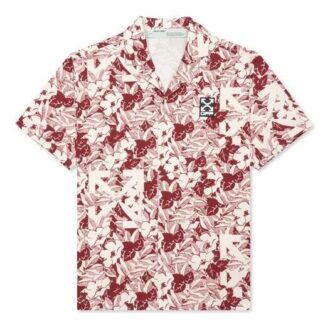 Camisas rojas de manga corta Off-White para hombre C/O VIRGIL ABLOH Flowers