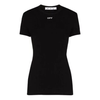 Camiseta ajustada con aplique del logotipo Off-White en negro