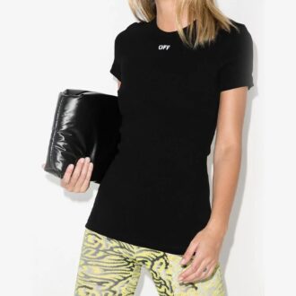 Camiseta ajustada con aplique del logotipo Off-White en negro