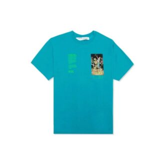 Camiseta azul de manga corta holgada con pintura de esqueleto de Off-White para hombre C/O VIRGIL ABLOH