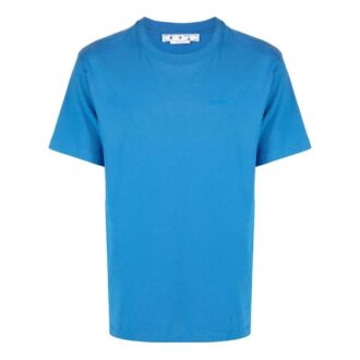 Camiseta azul de pantalón corto con cuello redondo y estampado liso Off-White para hombre FW22