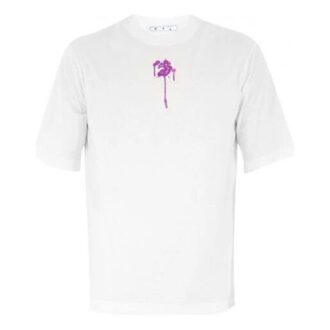 Camiseta blanca de algodón de corte holgado, cuello redondo y manga corta para hombre de Off-White