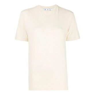 Camiseta blanca de cuello redondo, manga corta y corte ajustado Off-White SS21, Pantalones Cortos