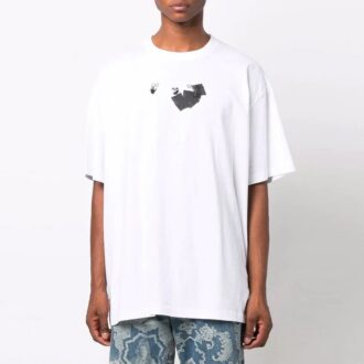 Camiseta blanca de hombre Off-White FW21 de cuello redondo, estampado de flechas, manga corta y corte holgado