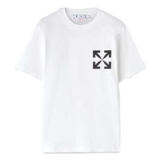 Camiseta blanca de manga corta con cuello redondo y estampado de Diagonal Arrow de Off-White para hombre, colección FW22