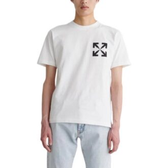 Camiseta blanca de manga corta con cuello redondo y estampado de Diagonal Arrow de Off-White para hombre, colección FW22