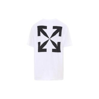 Camiseta blanca de manga corta con cuello redondo y estampado de flecha de Mona Lisa de Off-White para hombre