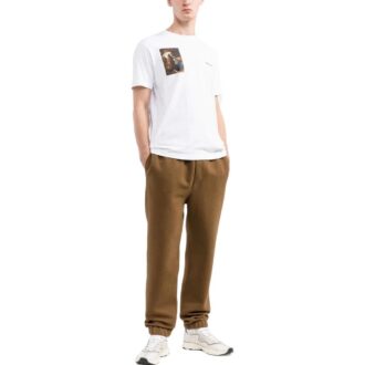Camiseta blanca de manga corta con cuello redondo y estampado de personajes de Off-White para hombre, colección FW22, versión estándar