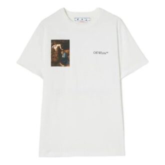 Camiseta blanca de manga corta con cuello redondo y estampado en la espalda Off-White para hombre, colección primavera-verano 2022