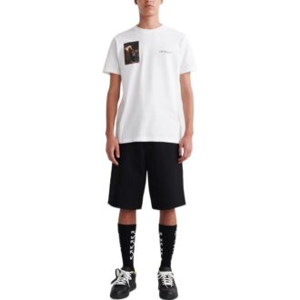 Camiseta blanca de manga corta con cuello redondo y estampado en la espalda Off-White para hombre, colección primavera-verano 2022