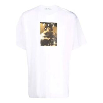 Camiseta blanca de manga corta con cuello redondo y estampado Off-White para hombre FW21