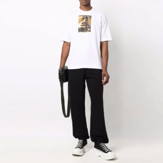 Camiseta blanca de manga corta con cuello redondo y estampado Off-White para hombre FW21