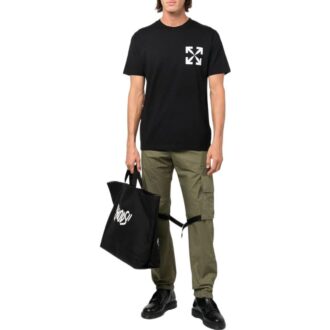 Camiseta blanca de manga corta con cuello redondo y logotipo de flecha en color liso de Off-White para hombre, colección primavera-verano 2022