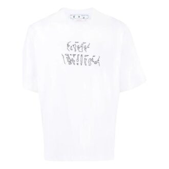 Camiseta blanca de manga corta con estampado de flechas y color liso Off-White para hombre, colección primavera-verano 2022