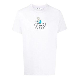 Camiseta blanca de manga corta con estampado de logotipo en color liso para hombre de Off-White