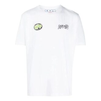 Camiseta blanca de manga corta con estampado de logotipo Off-White para hombre, colección primavera-verano 2022