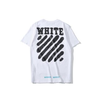 Camiseta blanca de manga corta con estampado de tinta salpicada y rayas de tigre para hombre de Off-White C/O VIRGIL ABLOH