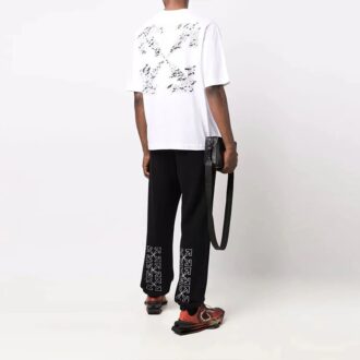 Camiseta blanca de manga corta de algodón con cuello redondo y corte holgado con el logotipo de Off-White para hombre FW21