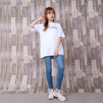 Camiseta blanca de manga corta y corte ajustado con estampado del logotipo Tomboy Rainbow de Off-White