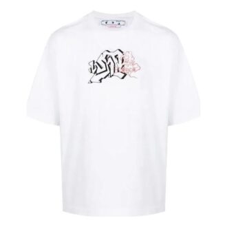 Camiseta blanca de manga corta y corte holgado con cuello redondo y estampado del logotipo Off-White para hombre, colección Otoño-Invierno 2022